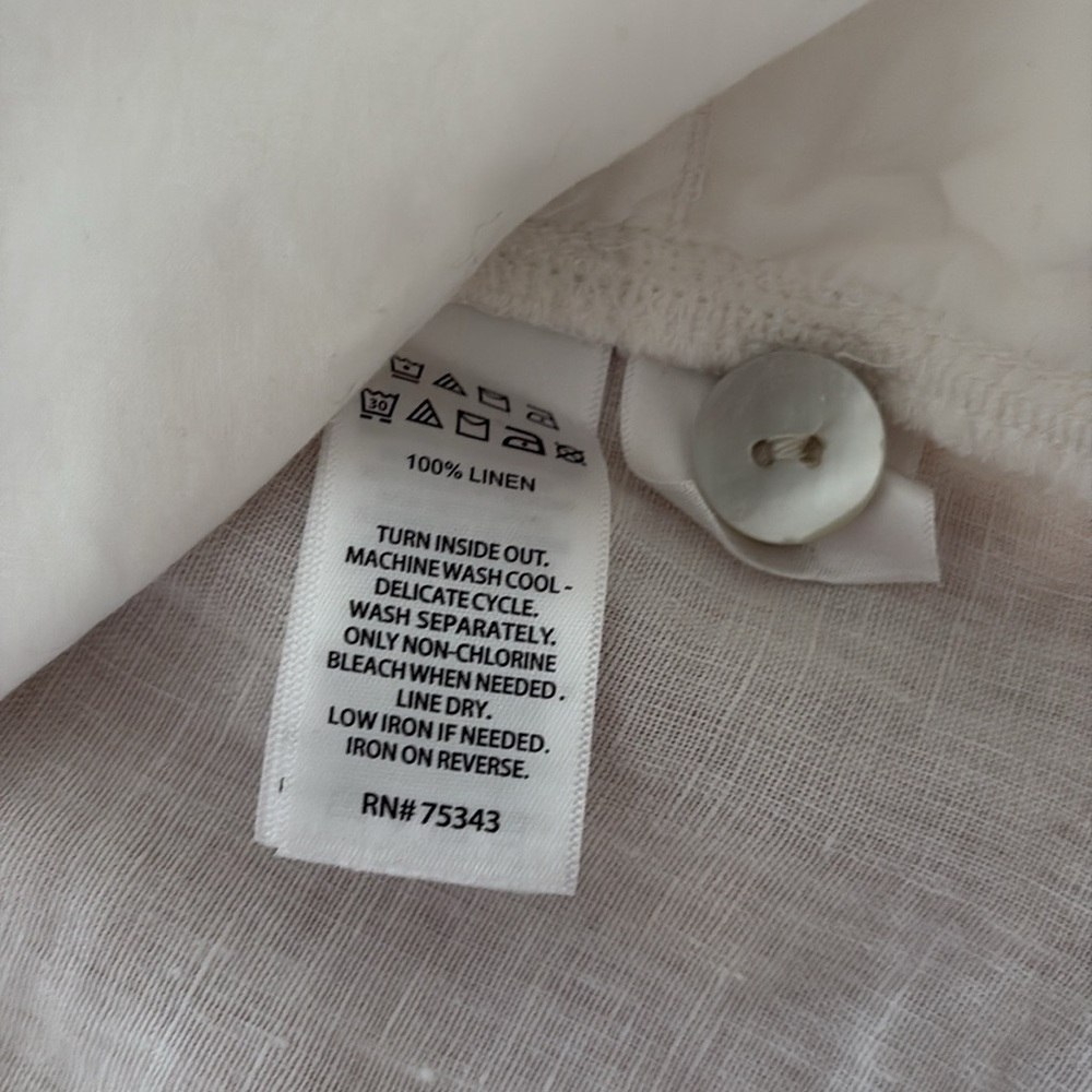 Rachel Zoe White Linen Hooded Button-Front Top. Size M - Picture 9 of 9